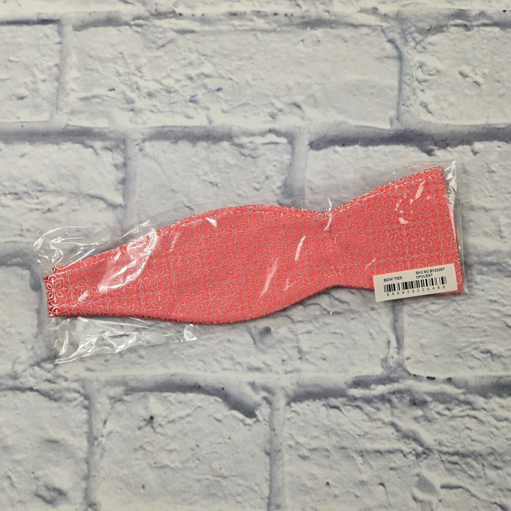 NWT The Tie Bar Opulent Silk Bow Tie Coral Jacquard Formal Wedding - Picture 3 of 10